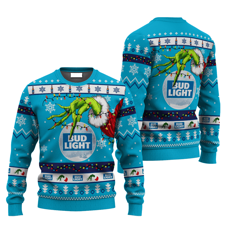 Bud Light Grinch Hand Stock Ugly Sweater