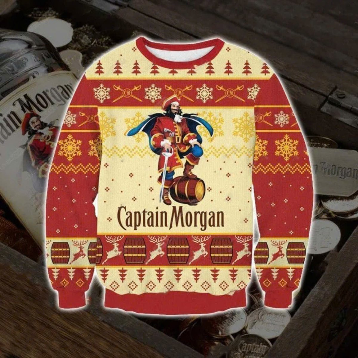 Captain Morgan Christmas Snowflakes Ugly Sweater