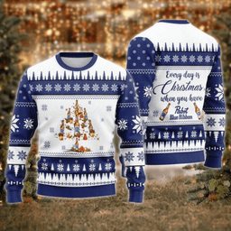 Pabst Blue Ribbon Christmas Tree Ugly Sweater
