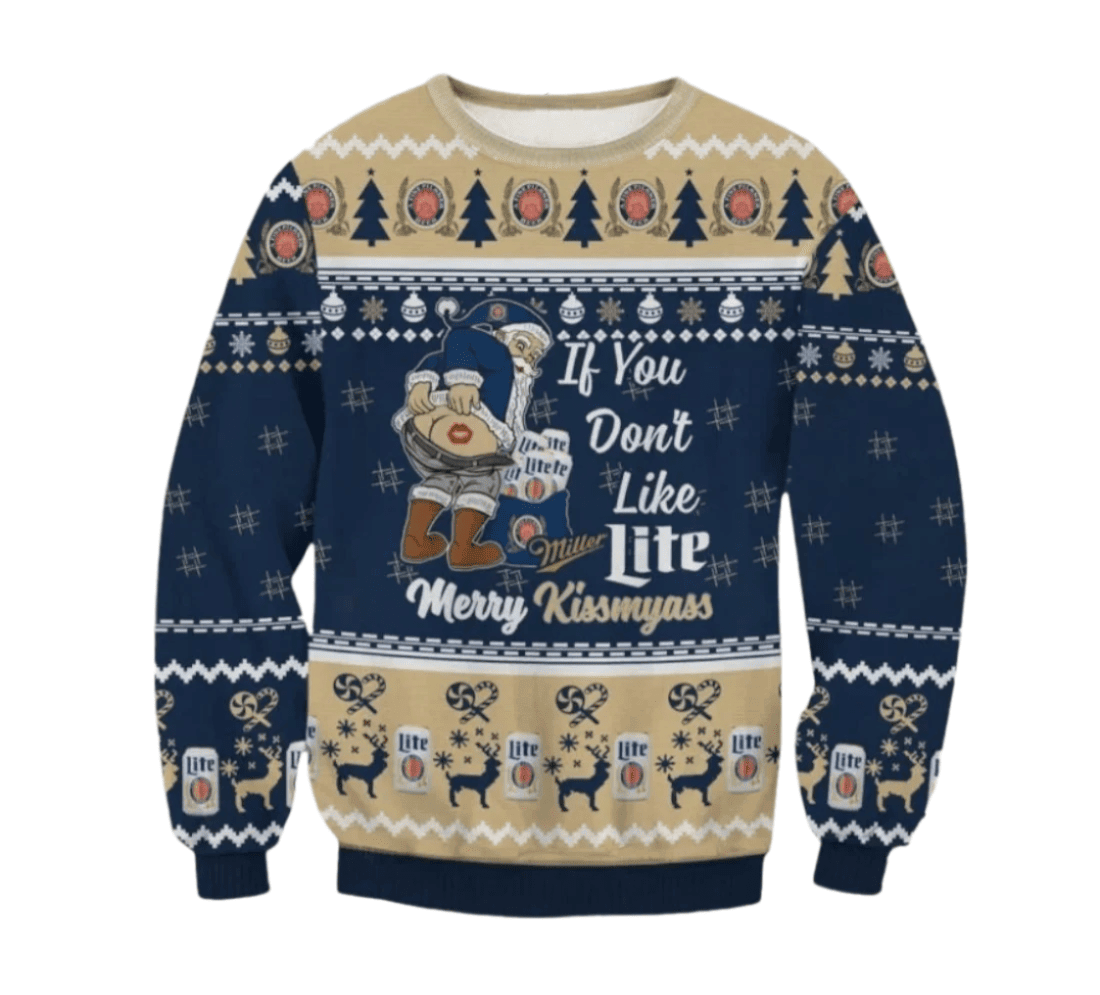 Miller Lite Merry Kissmyass Ugly Sweater