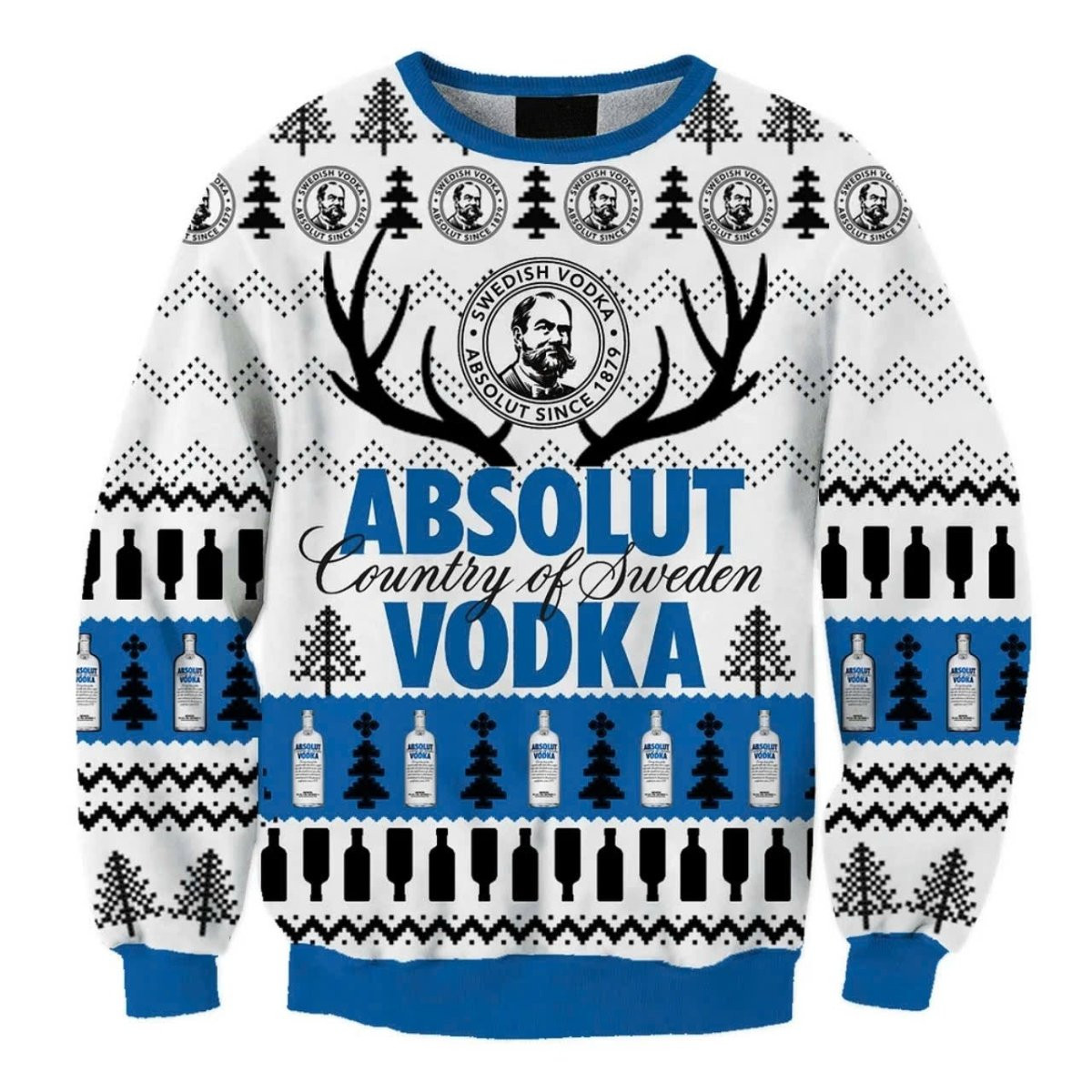 Absolut Vodka Reindeer Horns Ugly Sweater