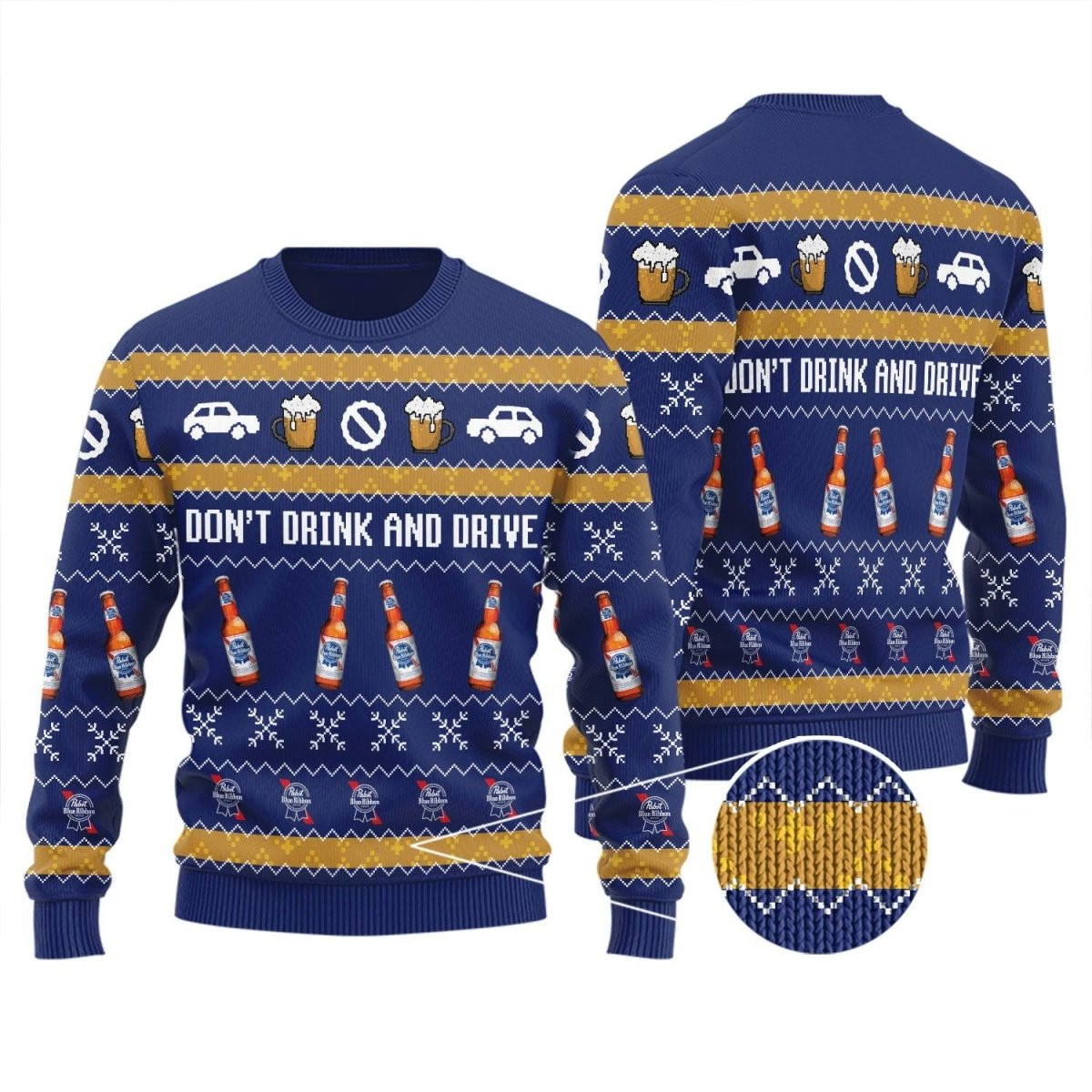Pabst Blue Ribbon Don't Drink And Drive Ugly Sweater