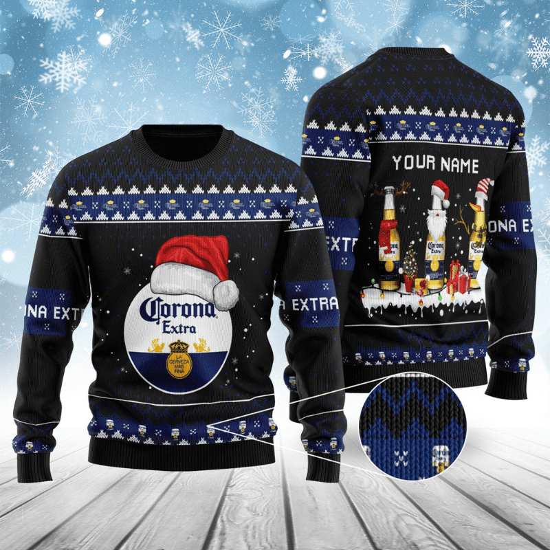 Corona Extra Bottle Santa Ugly Sweater