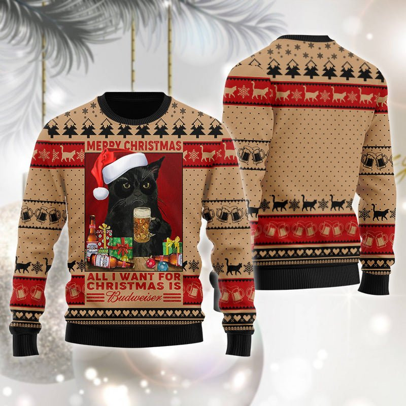 Budweiser Is All I Want For Christmas Ugly Sweater