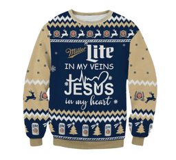 Miller Lite In My Veins Ugly Sweater