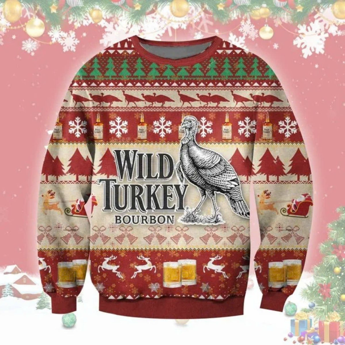 Wild Turkey Christmas Ugly Sweater