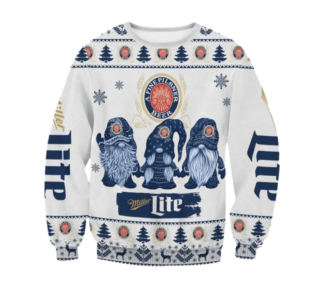 Miller Lite Christmas Gnomies Ugly Sweater