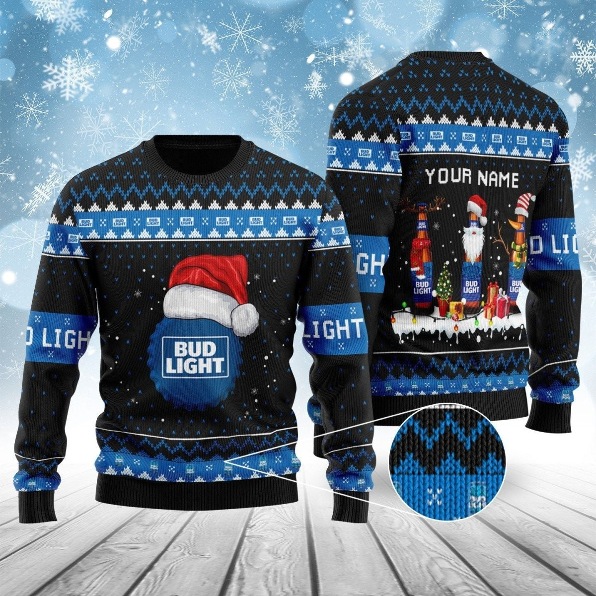 Bud Light Bottle Santa Ugly Sweater