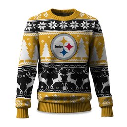 2026 Christmas Steelers Reindeer Football Ugly Sweater