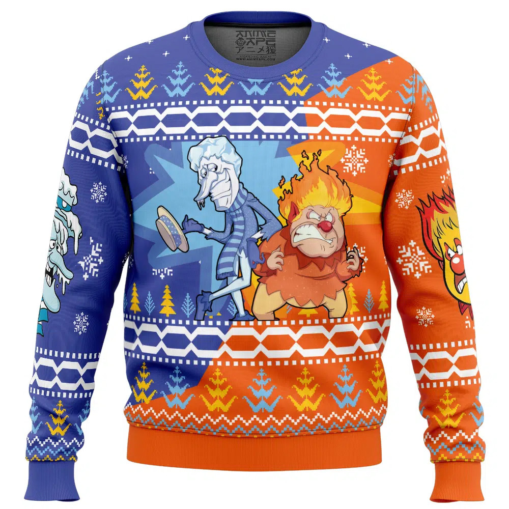 Heat and Snow Miser The Year Without a Santa Claus Ugly Christmas Sweater 2026