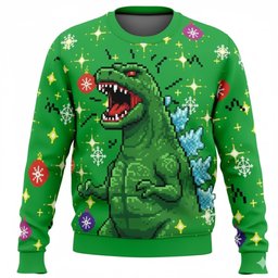 2026 Godzilla Tree Christmas Ugly Sweater Green