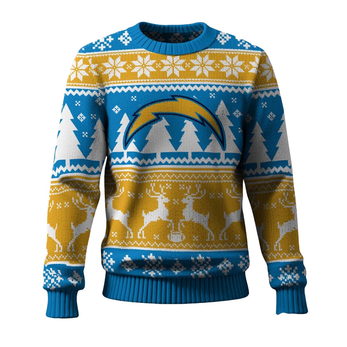 2026 Christmas Chargers Reindeer Football Ugly Sweater