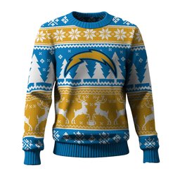 2026 Christmas Chargers Reindeer Football Ugly Sweater