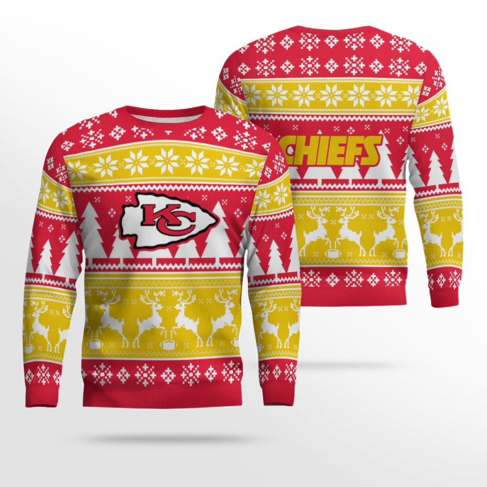 2026 Christmas Chiefs Reindeer Football Ugly Sweater