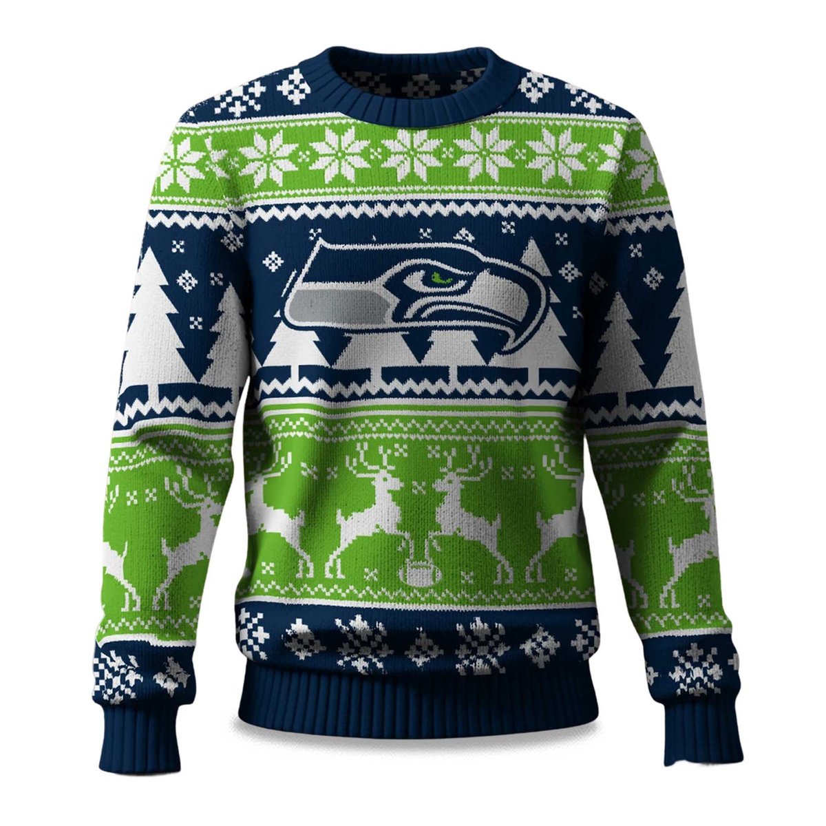 2026 Christmas Seahawks Reindeer Football Ugly Sweater