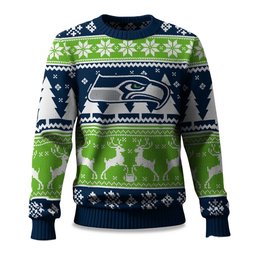 2026 Christmas Seahawks Reindeer Football Ugly Sweater