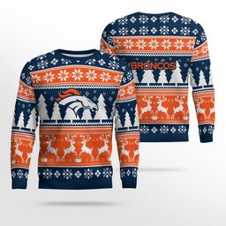2026 Christmas Broncos Reindeer Football Ugly Sweater