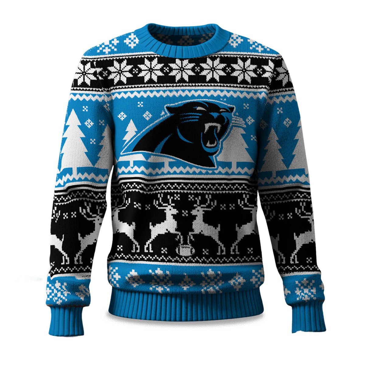 2026 Christmas Panthers Reindeer Football Ugly Sweater