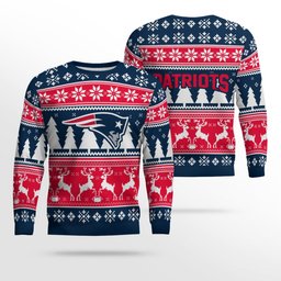2026 Christmas Patriots Reindeer Football Ugly Sweater
