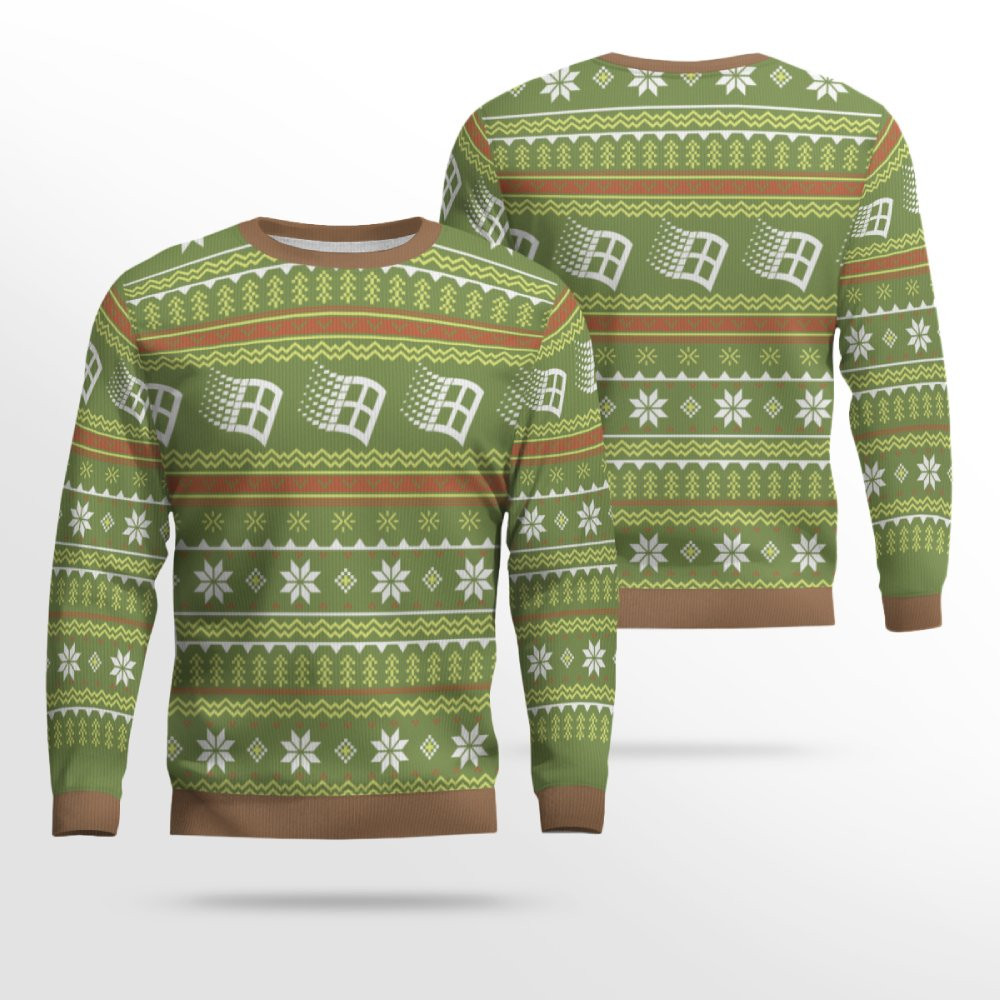 Microsoft Windows Ugly Holiday Sweater Brown And Green 2026