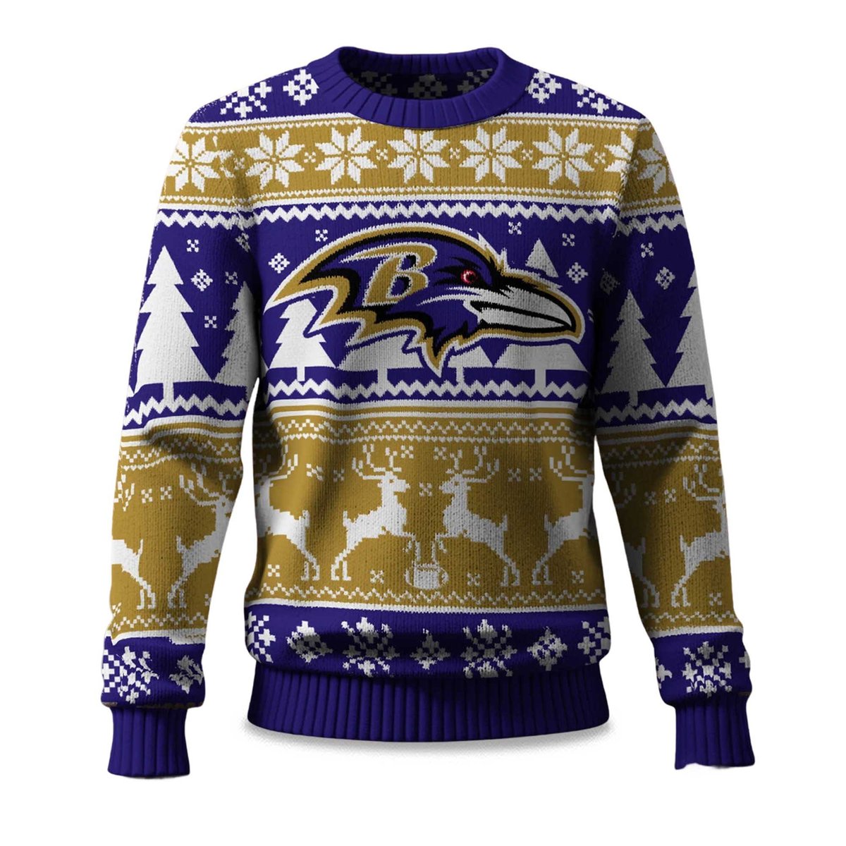 2026 Christmas Ravens Reindeer Football Ugly Sweater