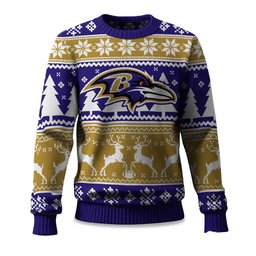 2026 Christmas Ravens Reindeer Football Ugly Sweater