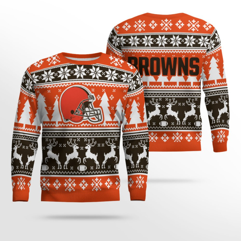 2026 Christmas Browns Reindeer Football Ugly Sweater