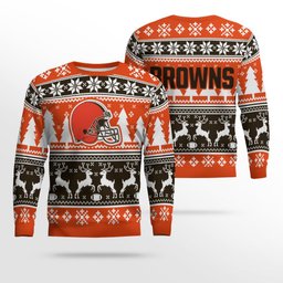 2026 Christmas Browns Reindeer Football Ugly Sweater