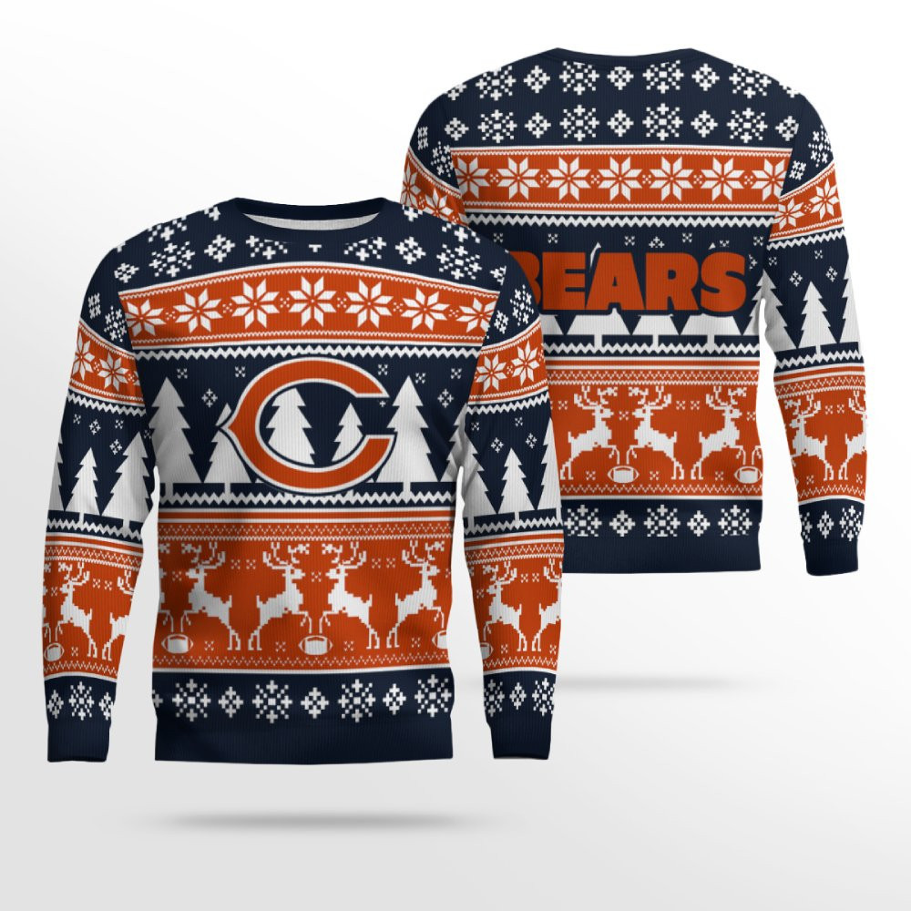 2026 Christmas Bears Reindeer Football Ugly Sweater