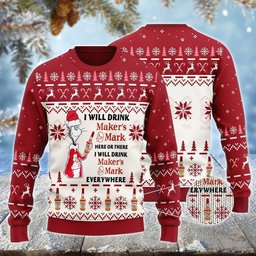 Maker's Mark Cat Hat Will Drink Everywhere Ugly Sweater