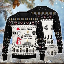 Guinness Cat Hat Will Drink Everywhere Ugly Sweater