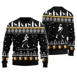 Johnnie Walker Puppy Snowflake Pattern Ugly Sweater