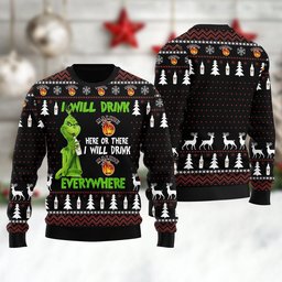 Malibu Grinch Will Drink Everywhere Ugly Sweater