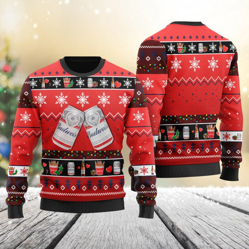 Budweiser Snowflakes Ugly Sweater