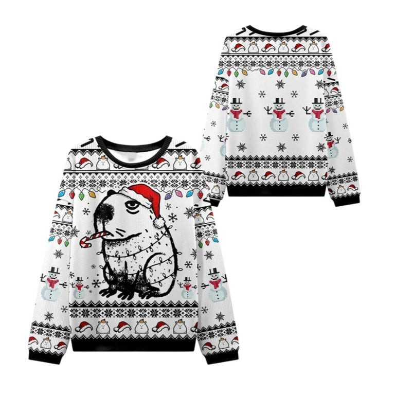 2026 Christmas Capybara Smoking Ugly Sweater