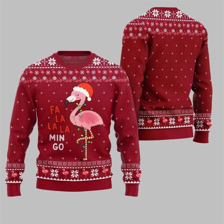 2026 Christmas Fala Mingo Flamingo Sweater Red