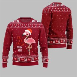 2026 Christmas Fala Mingo Flamingo Sweater Red