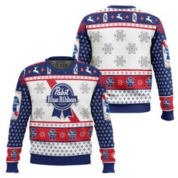 Pabst Blue Ribbon Lager Beer Ugly Christmas Sweater