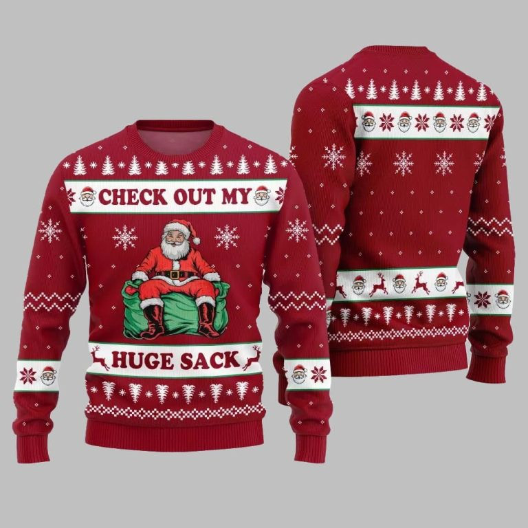 2026 Christmas Check Out My Huge Sack Santa Ugly Christmas Sweater