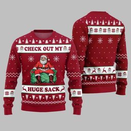 2026 Christmas Check Out My Huge Sack Santa Ugly Christmas Sweater