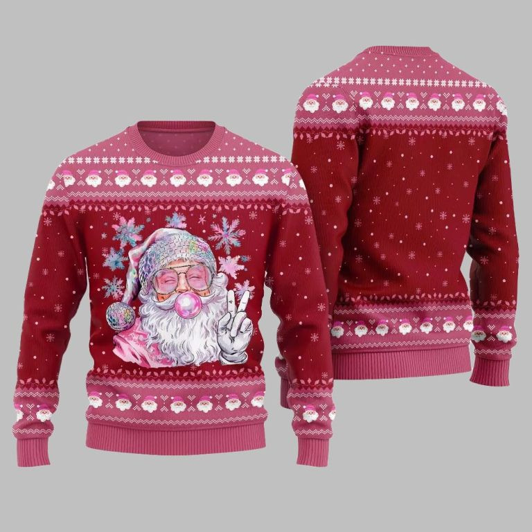 2026 Christmas Bubble Gum Santa Ugly Christmas Sweater