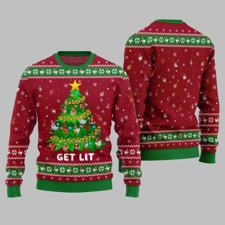 2026 Christmas Epic Chicken Ornament On Christmas Tree Ugly Christmas Sweater Red