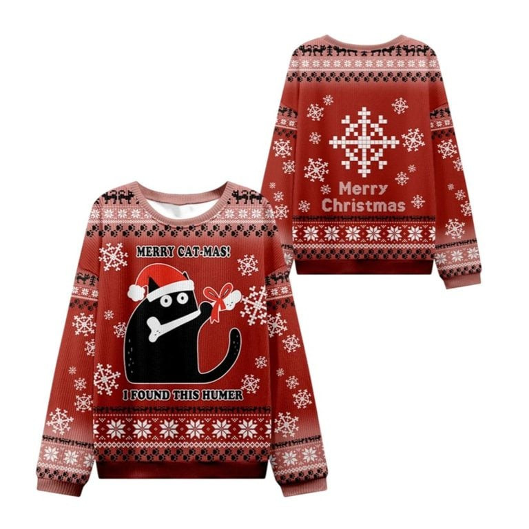 2026 Christmas Cat Found A Bone Gift Ugly Sweater