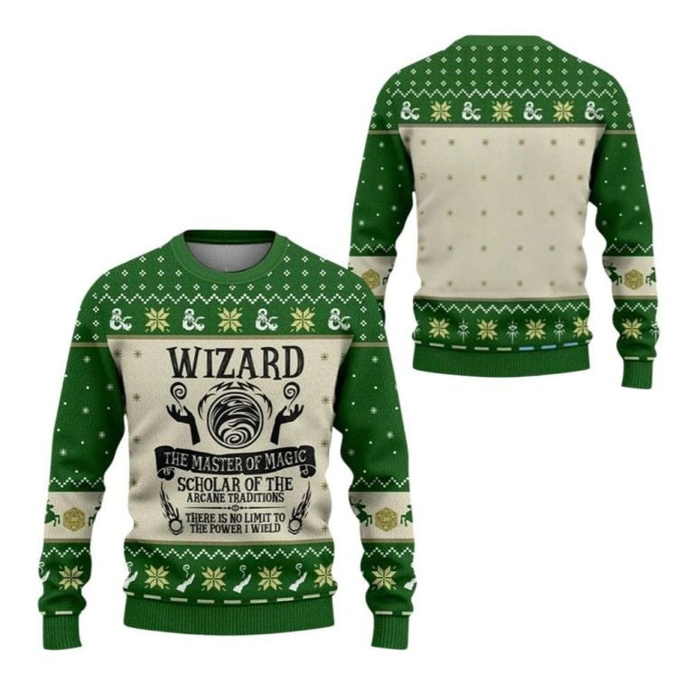 2026 Christmas DnD Wizard The Master Of Magic Ugly Sweater