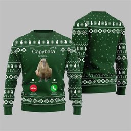 2026 Christmas Calling Capybara Ugly Sweater