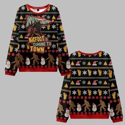 2026 Christmas Bigfoot is Coming to Town Ugly Christmas Sweater