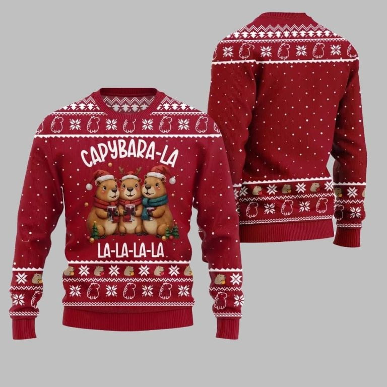 2026 Christmas Capybara La La La Ugly Christmas Sweater