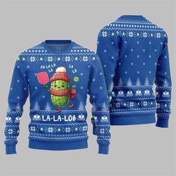 2026 Christmas Fa La Lob Pickleball Ugly Sweater Blue