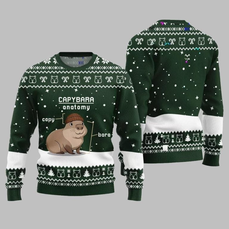 2026 Christmas Capybara Anatomy Ugly Christmas Sweater