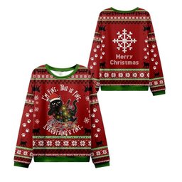 2026 Christmas Cat Everything Is Fine Ugly Sweater